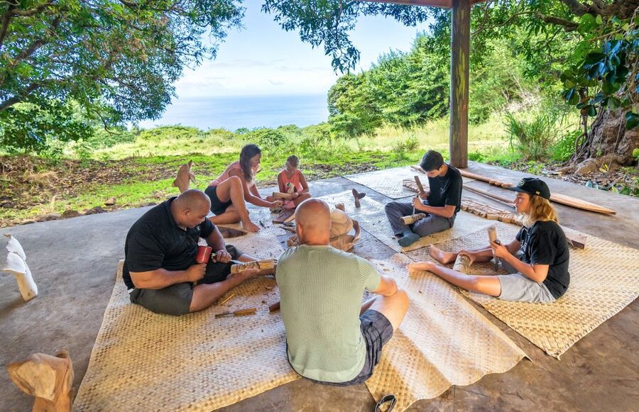 Big Island: Tiki Carving Workshop - The carving lesson: tools, technique, and what the faces mean