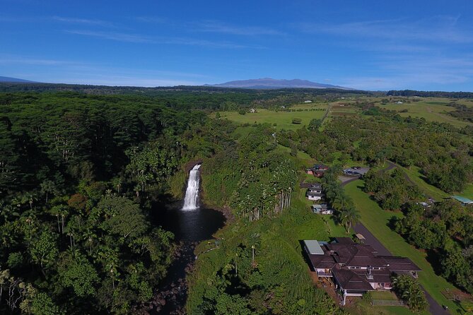 Farm to Table Cooking Class at Kulaniapia Falls - Eating with Hilo Bay and Mauna Kea in the background