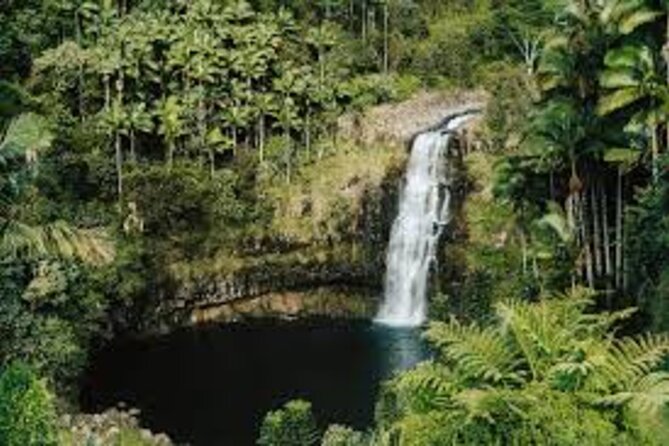 From Big island Kona Volcanoes and Waterfalls Shared Tour - Rainbow Falls and Hilo’s Banyan Drive: Water in Rainforest Green